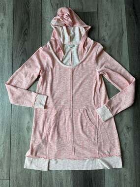 Mod-O-Doc Hoodie Size XS Pink Space Dye Raw Edge Pullover